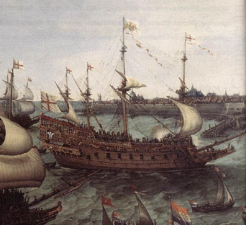 VROOM, Hendrick Cornelisz. The Arrival at Vlissingen of the Elector Palatinate Frederick V (detail) ar china oil painting image